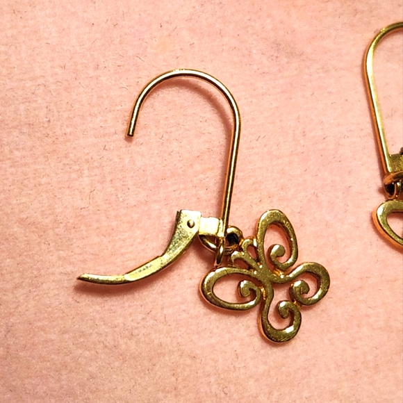 James Avery Retired 14K Gold Butterfly Dangle Lever Back Earrings RARE Gift - Picture 5 of 9